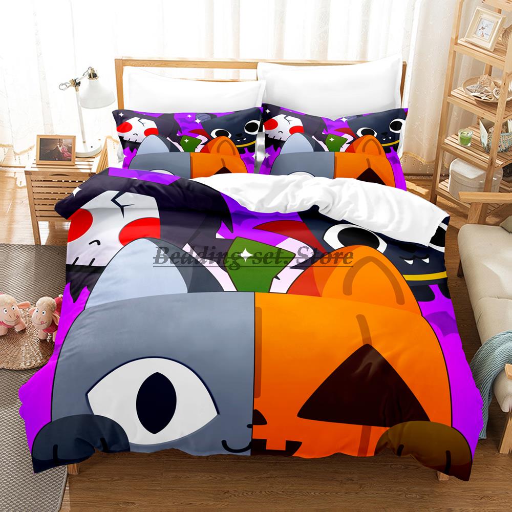 Cat pet simulator x bedding set single twin full queen king size bed set aldult kid bedroom duvetcover sets anime bed sheet set