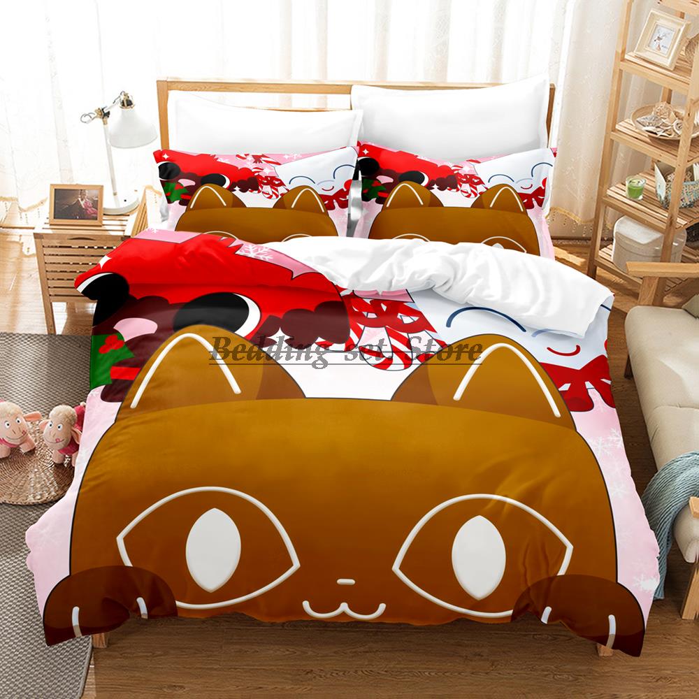 Cat pet simulator x bedding set single twin full queen king size bed set aldult kid bedroom duvetcover sets anime bed sheet set