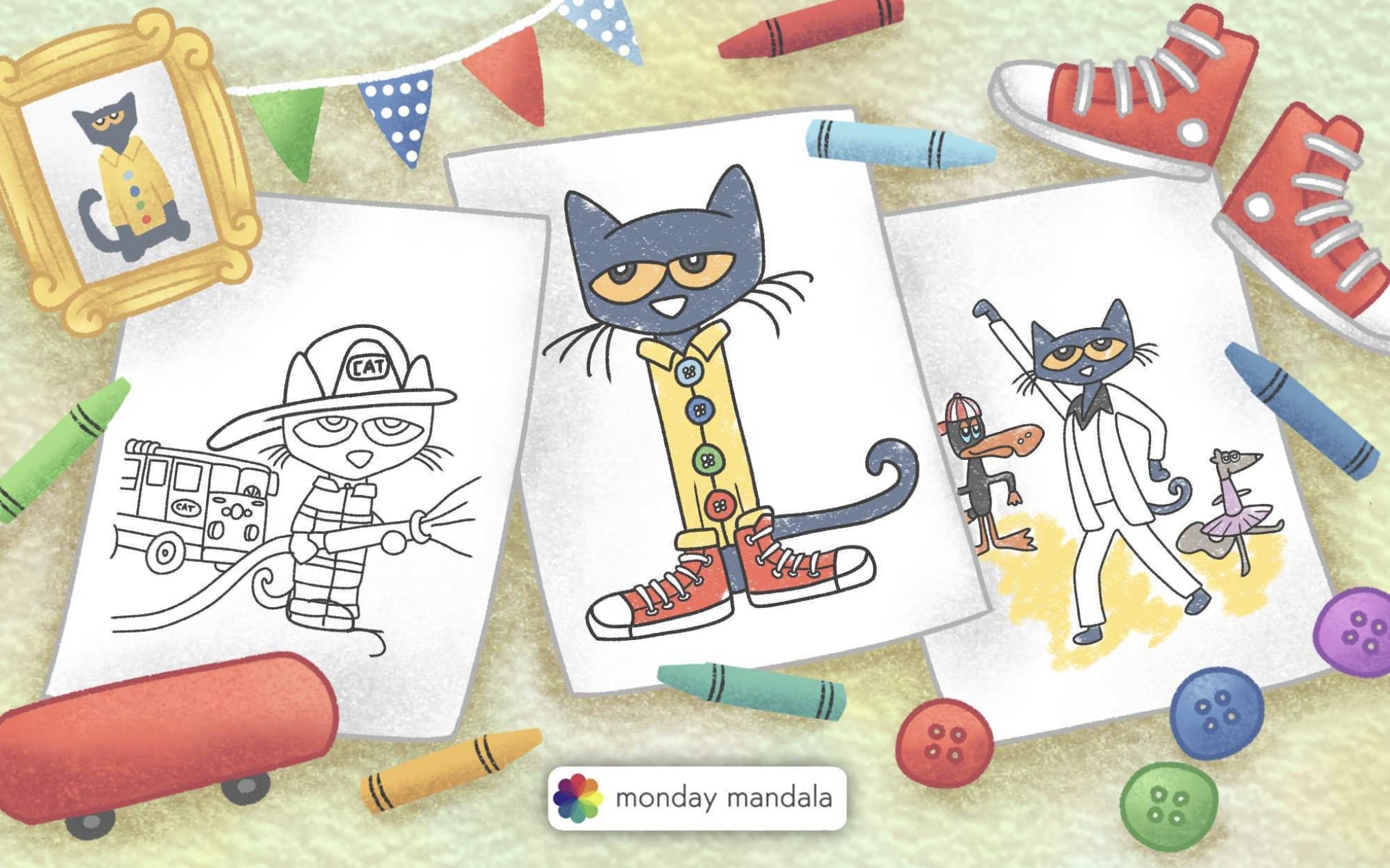 Pete the cat coloring pages free pdf printables