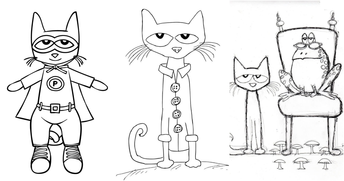 Free pete the cat coloring pages for kids and adults