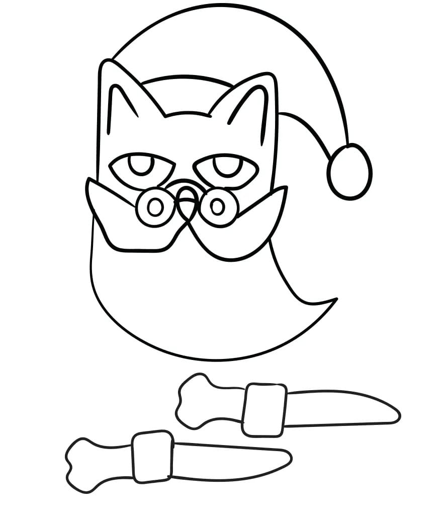 Santa pete the cat coloring page