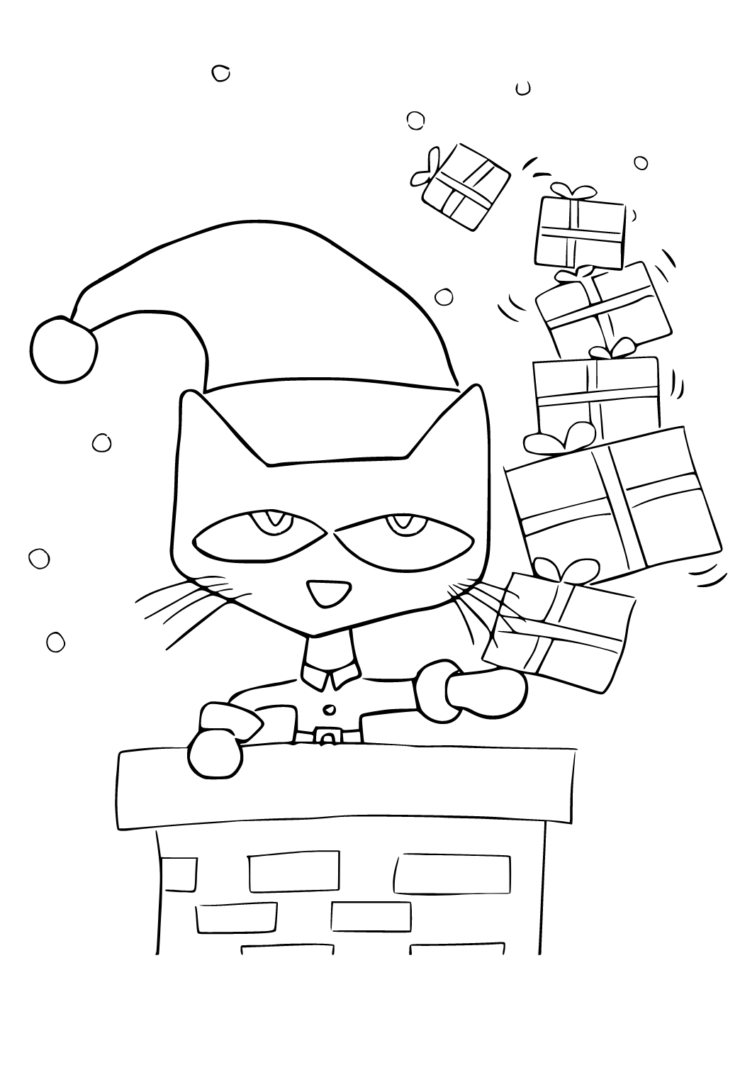 Free printable pete the cat santa claus coloring page sheet and picture for adults and kids girls and boys