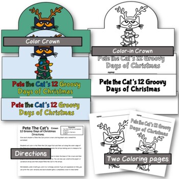 Pete the cat groovy days of christmas activity crown tpt