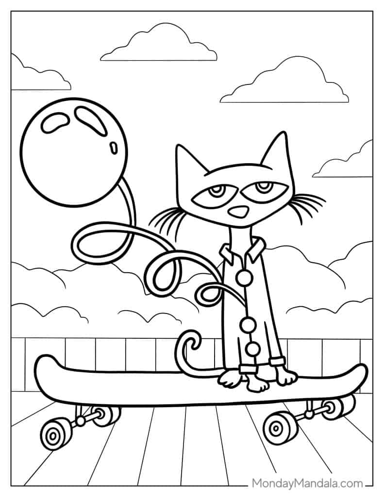 Pete the cat coloring pages free pdf printables