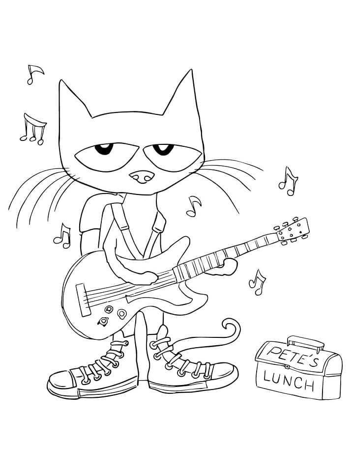 Pete the cat on christmas coloring page