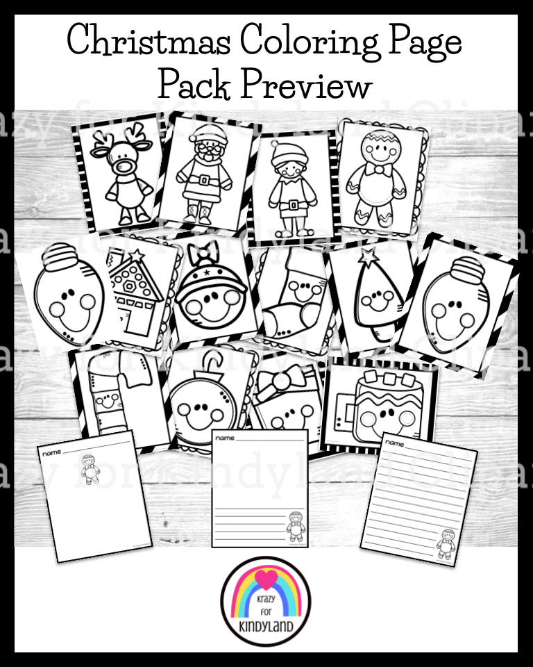 Christmas coloring page and writing prompts pack for the holidays