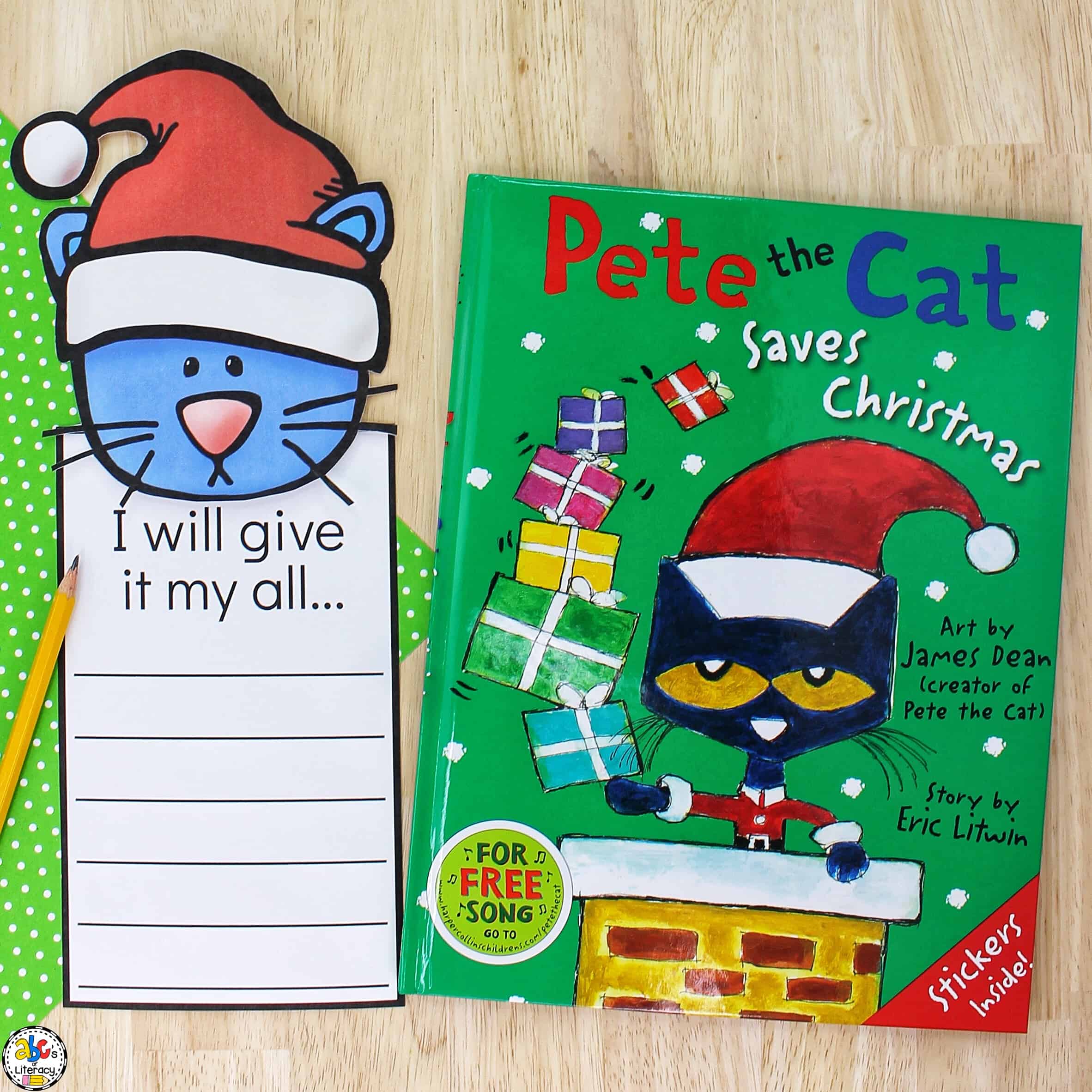 Christmas cat growth mindset writing activity book