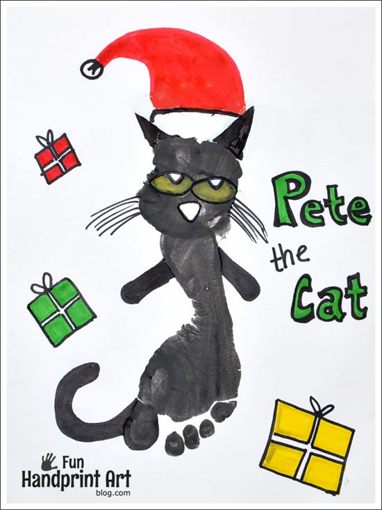 Pete the cat saves christmas footprint craft