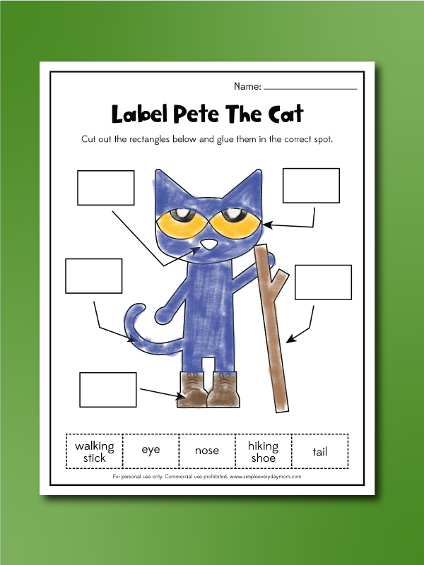 Pete the cat goes camping worksheets free printable