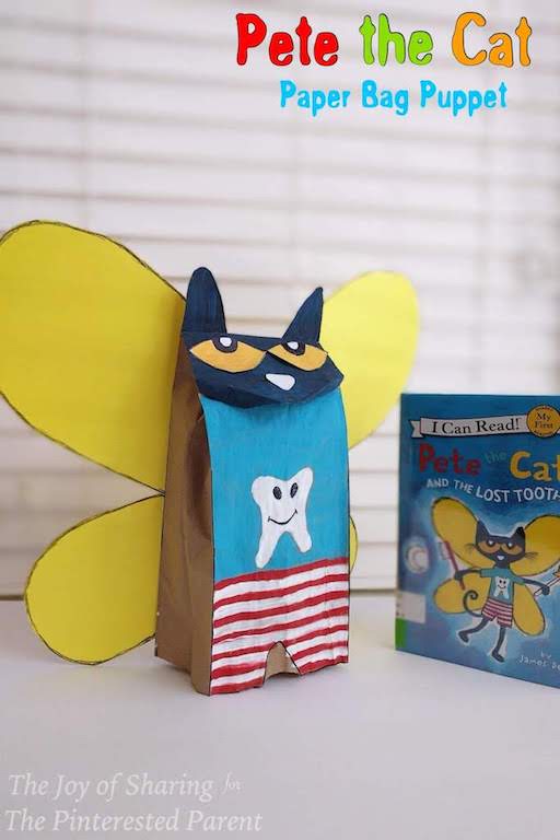 Pete the cat paper bag puppet â the pinterested parent