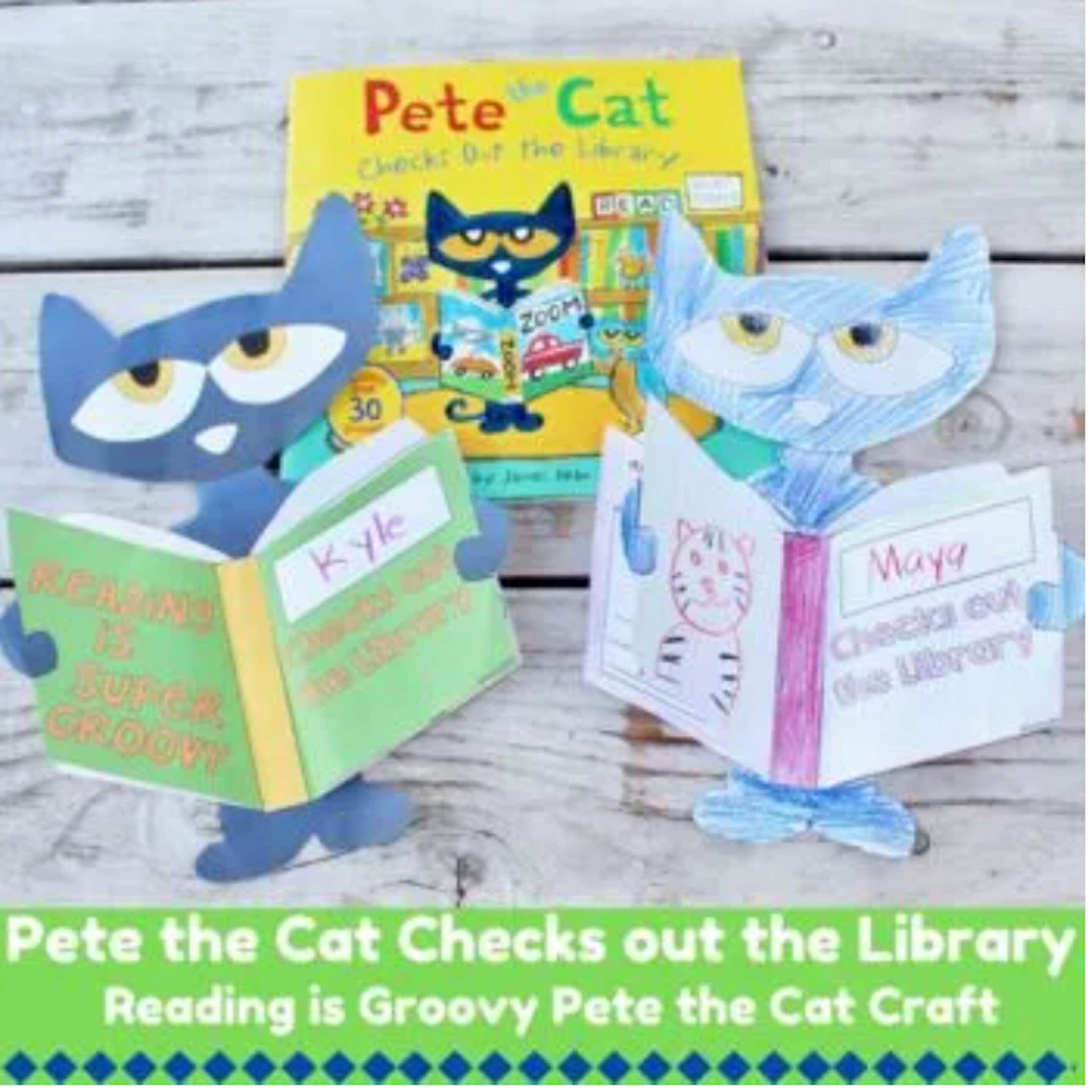 Pete the cat checks out the library book craft reading activity back to school homeschool paper craft download now