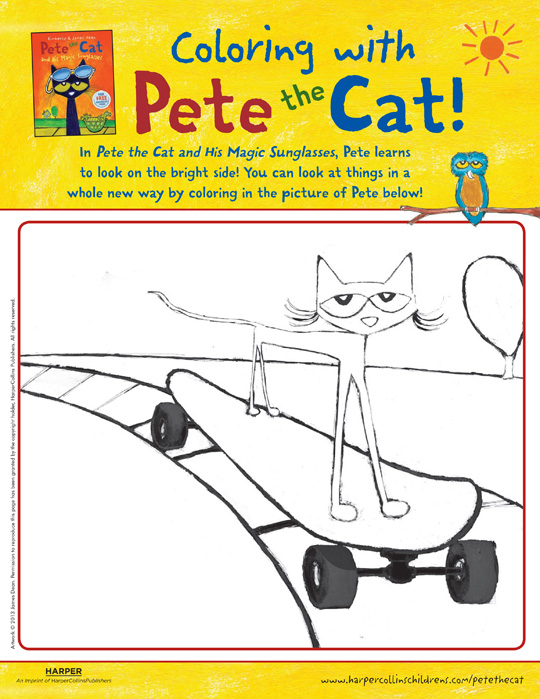 Pete the cat and his magic sunglasses coloring