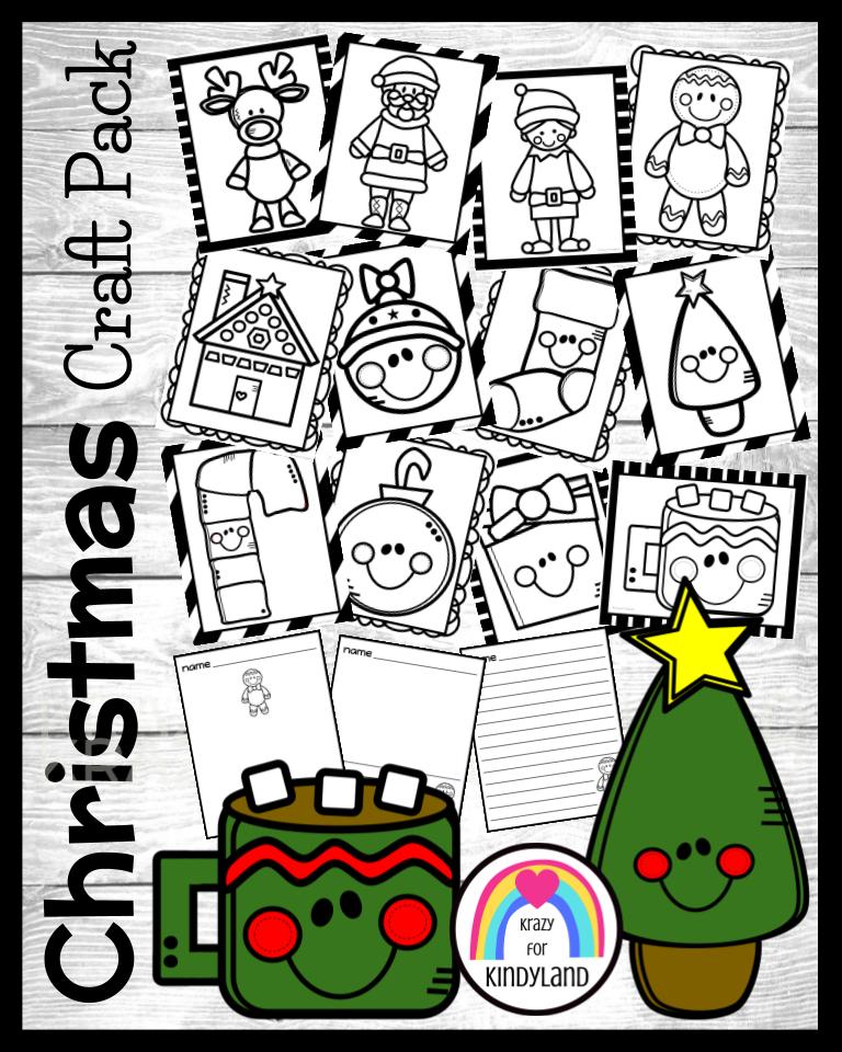 Christmas coloring page and writing prompts pack for the holidays