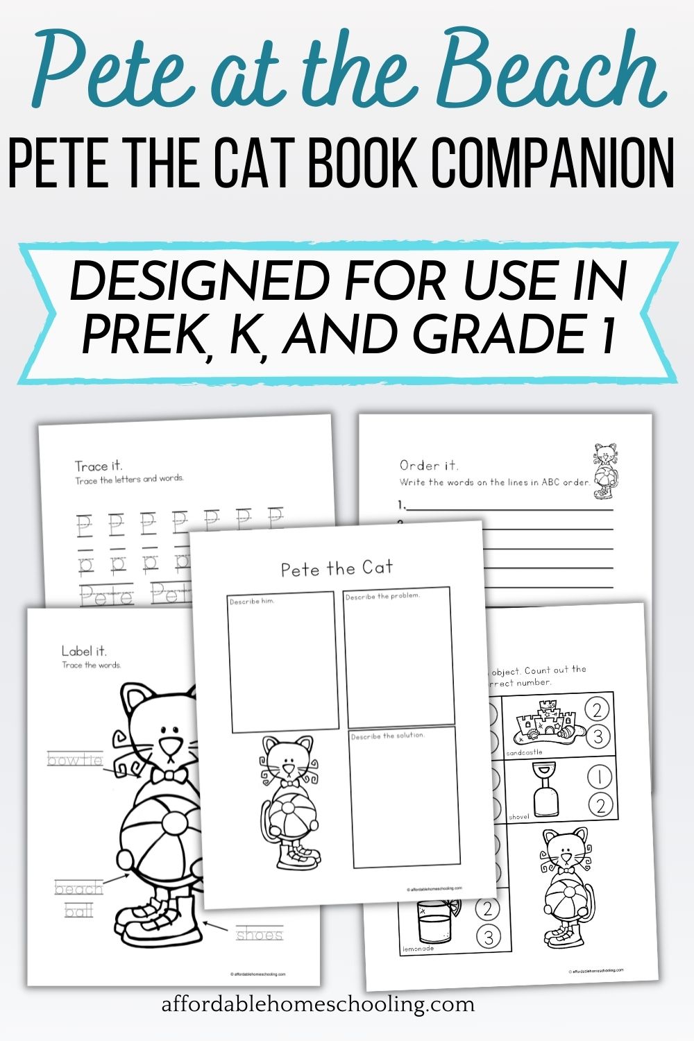 Free printable pete the cat at the beach worksheets