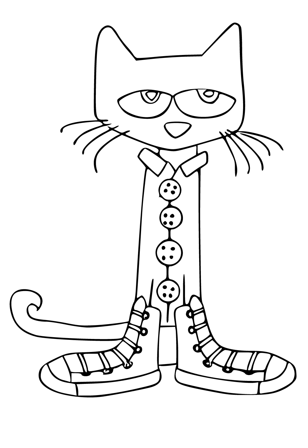 Free printable pete the cat sneakers coloring page sheet and picture for adults and kids girls and boys