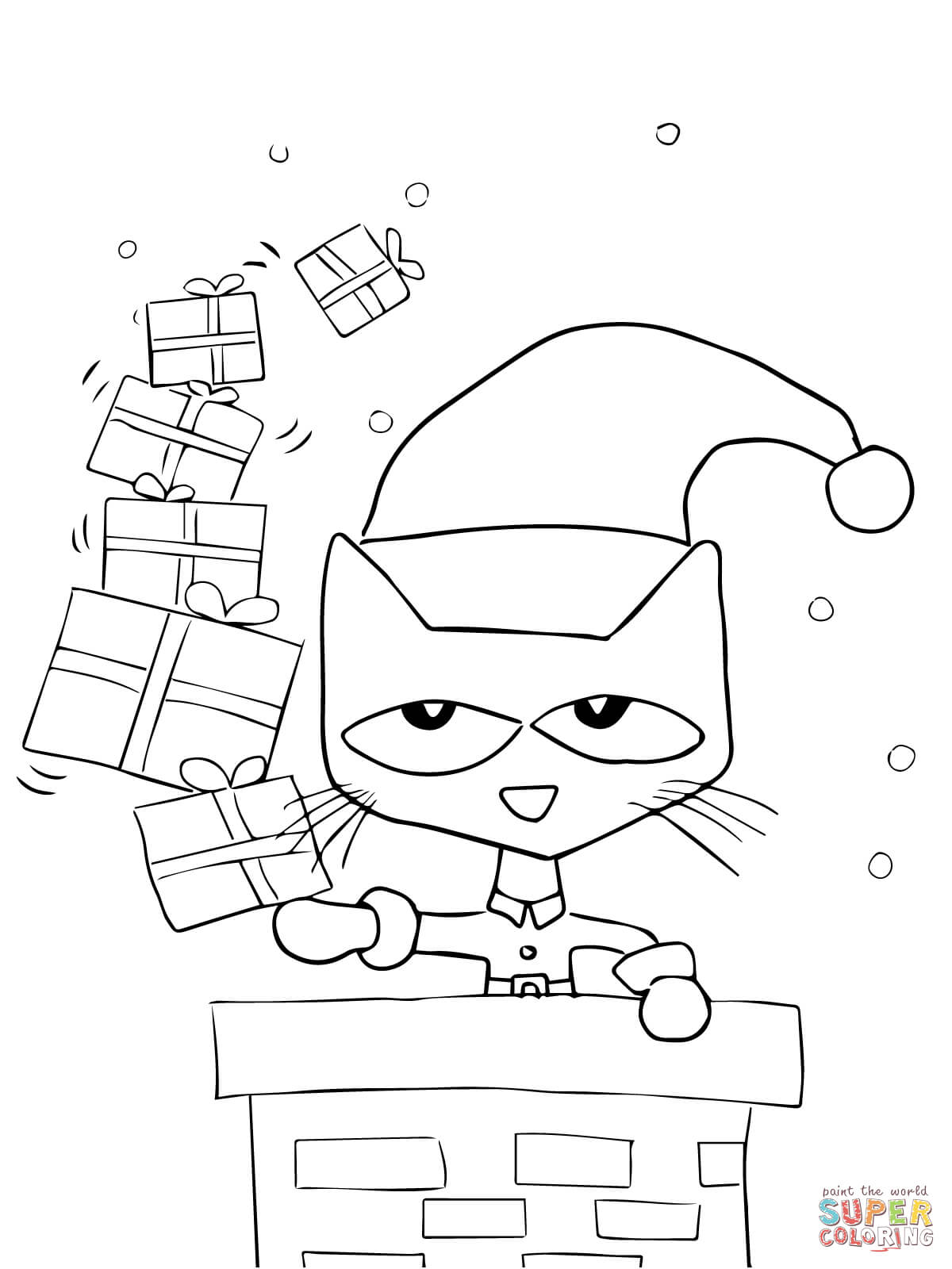 Pete the cat saves christmas coloring page free printable coloring pages