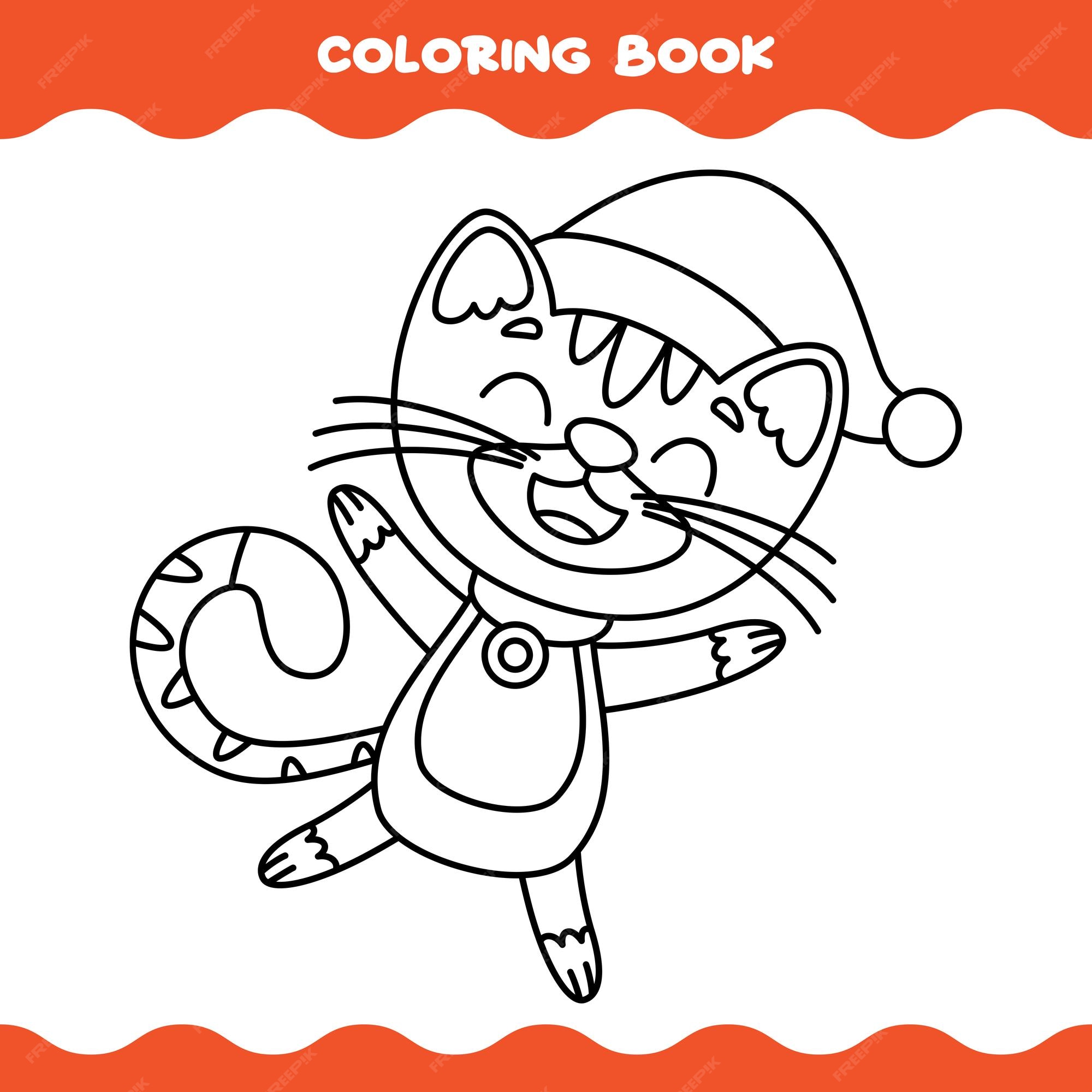 Premium vector coloring page with cartoon cat