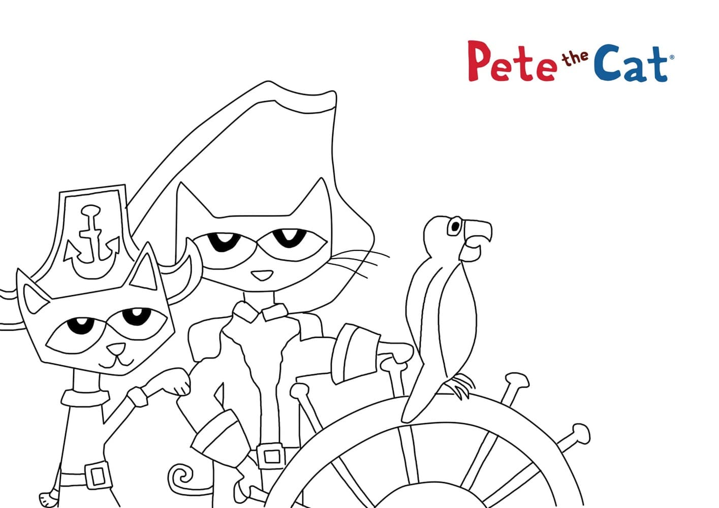 Pirate pete the cat coloring page