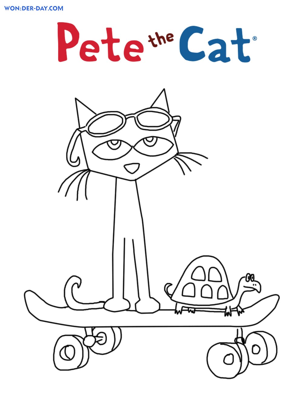 Pete the cat coloring pages free coloring pages wonder day â coloring pages for children and adults