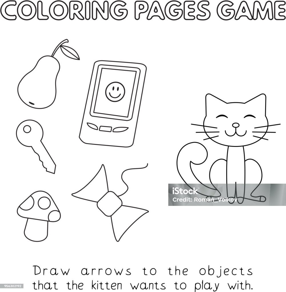 Cartoon cat coloring book stock illustration