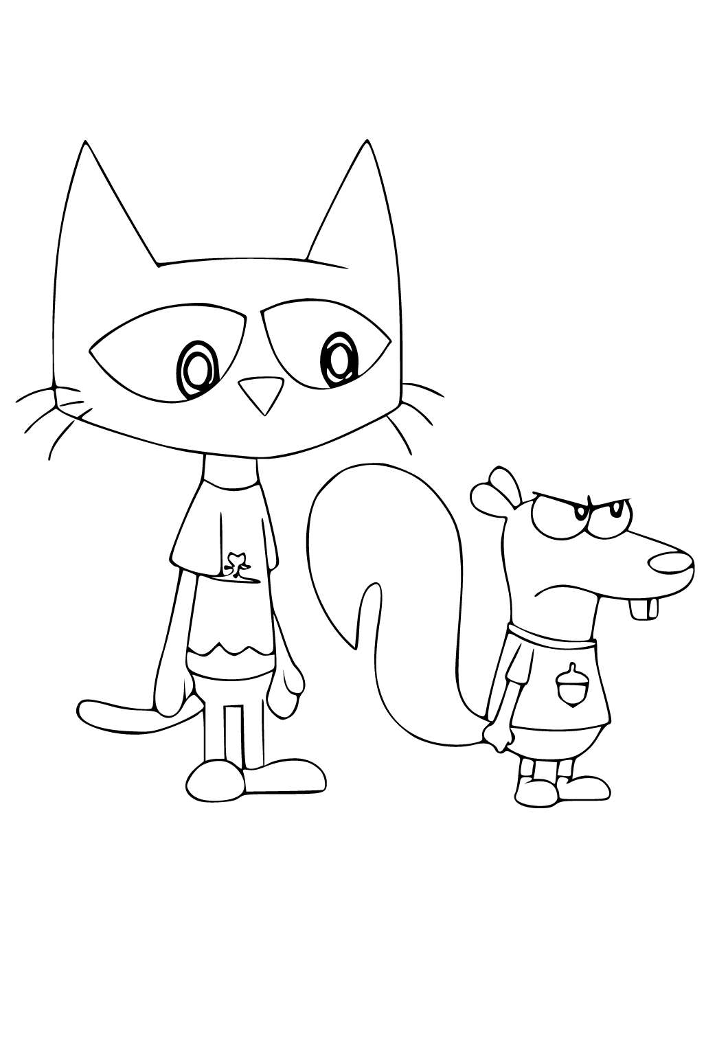 Free printable pete the cat squirrel coloring page for adults and kids