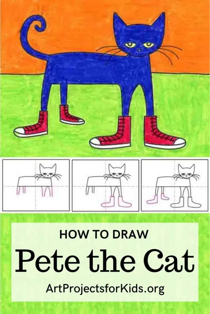 Easy how to draw pete the cat tutorial pete cat coloring page