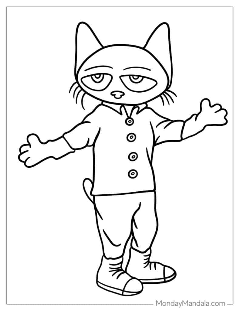 Pete the cat coloring pages free pdf printables