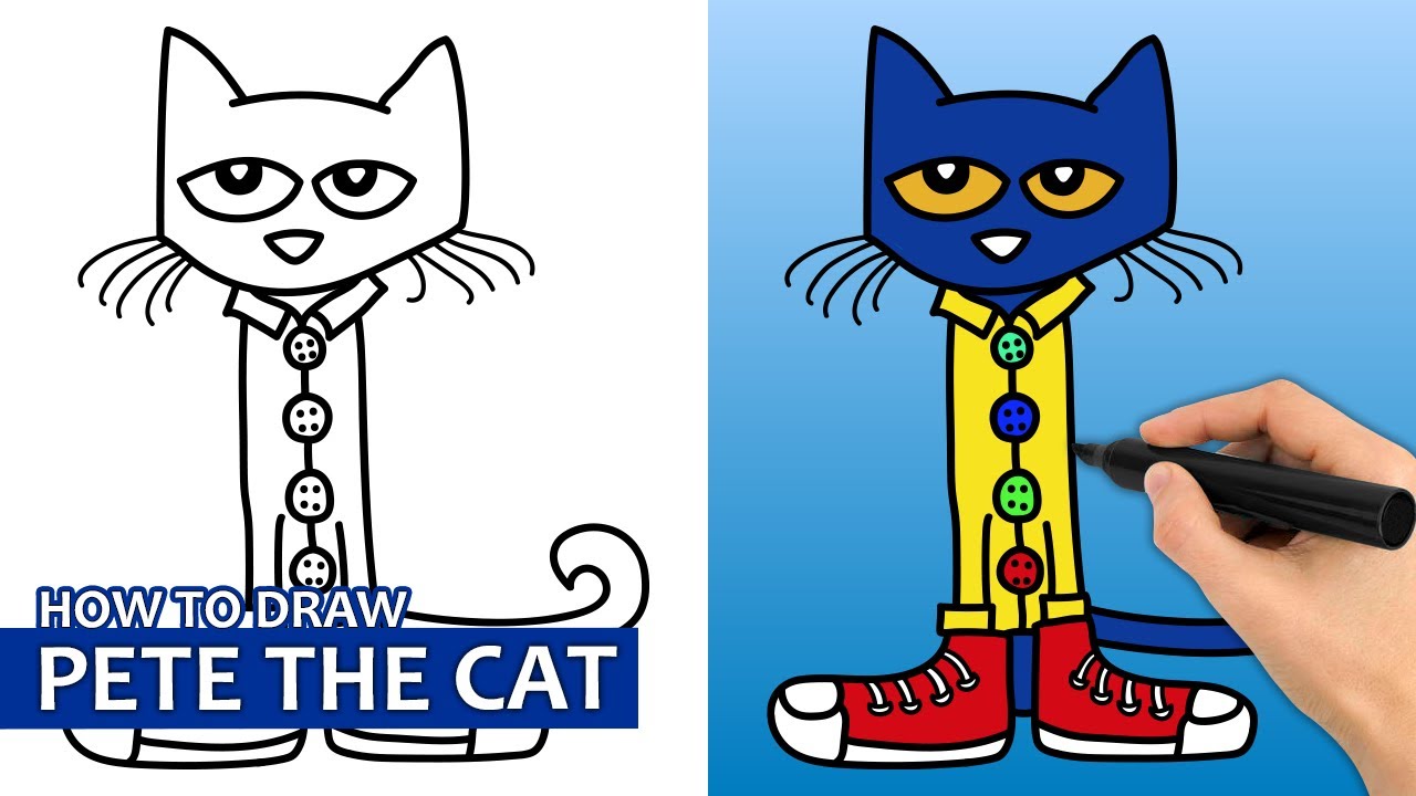 How to draw pete the cat easy drawing tutorial