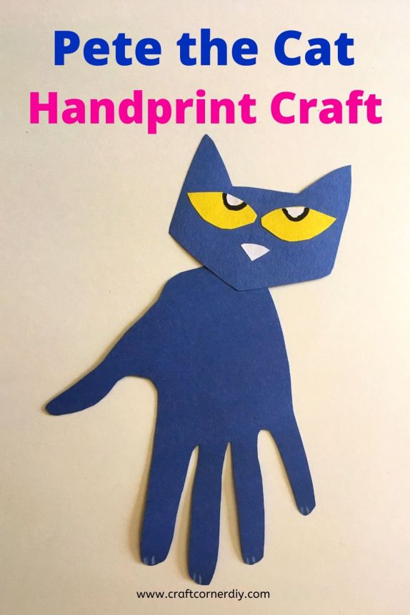 Easy pete the cat handprint craft for kids craft corner diy