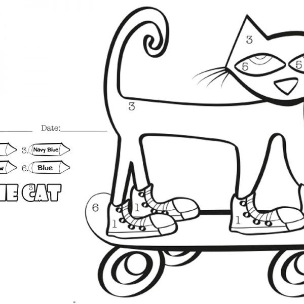 Pete the cat coloring pages color pete by number