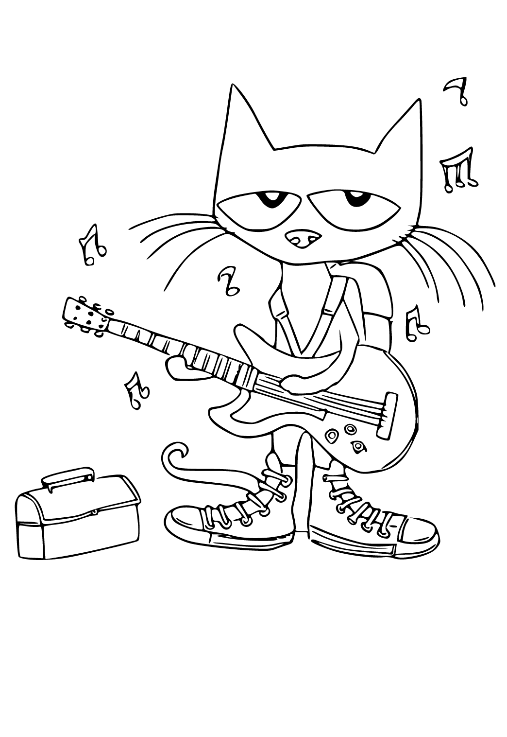 Free printable pete the cat music coloring page for adults and kids