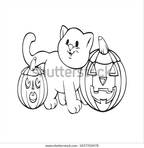 Pumpkin ghosts halloween coloring page stockvektor royaltyfri