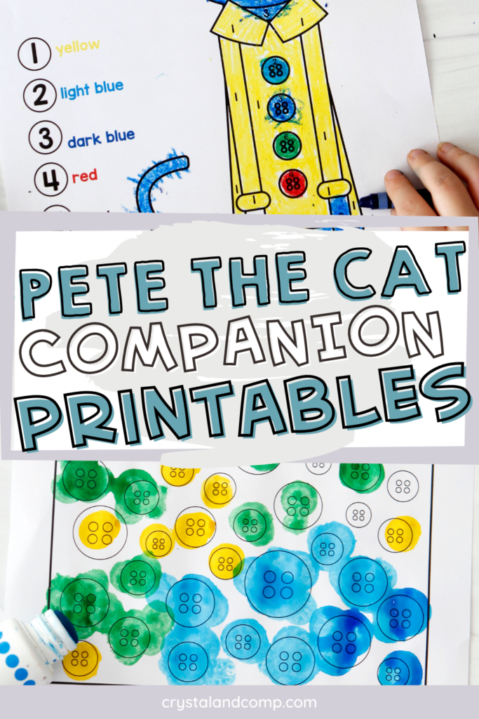 Pete the cat and his four groovy buttons printables