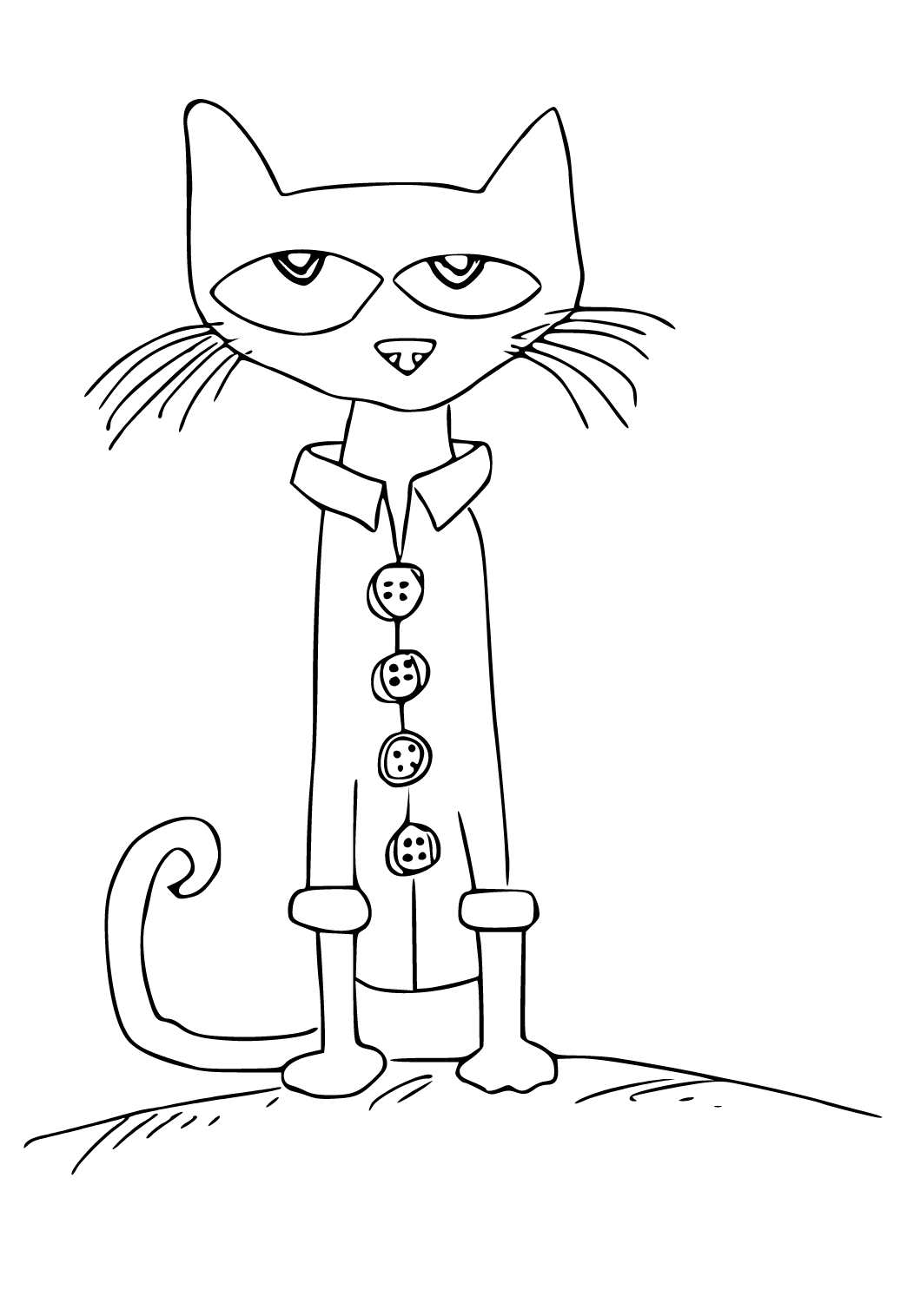 Free printable pete the cat mustache coloring page for adults and kids