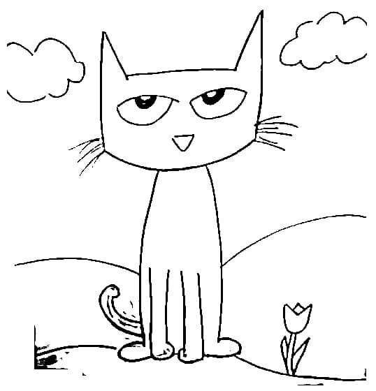 Cute pete the cat coloring page