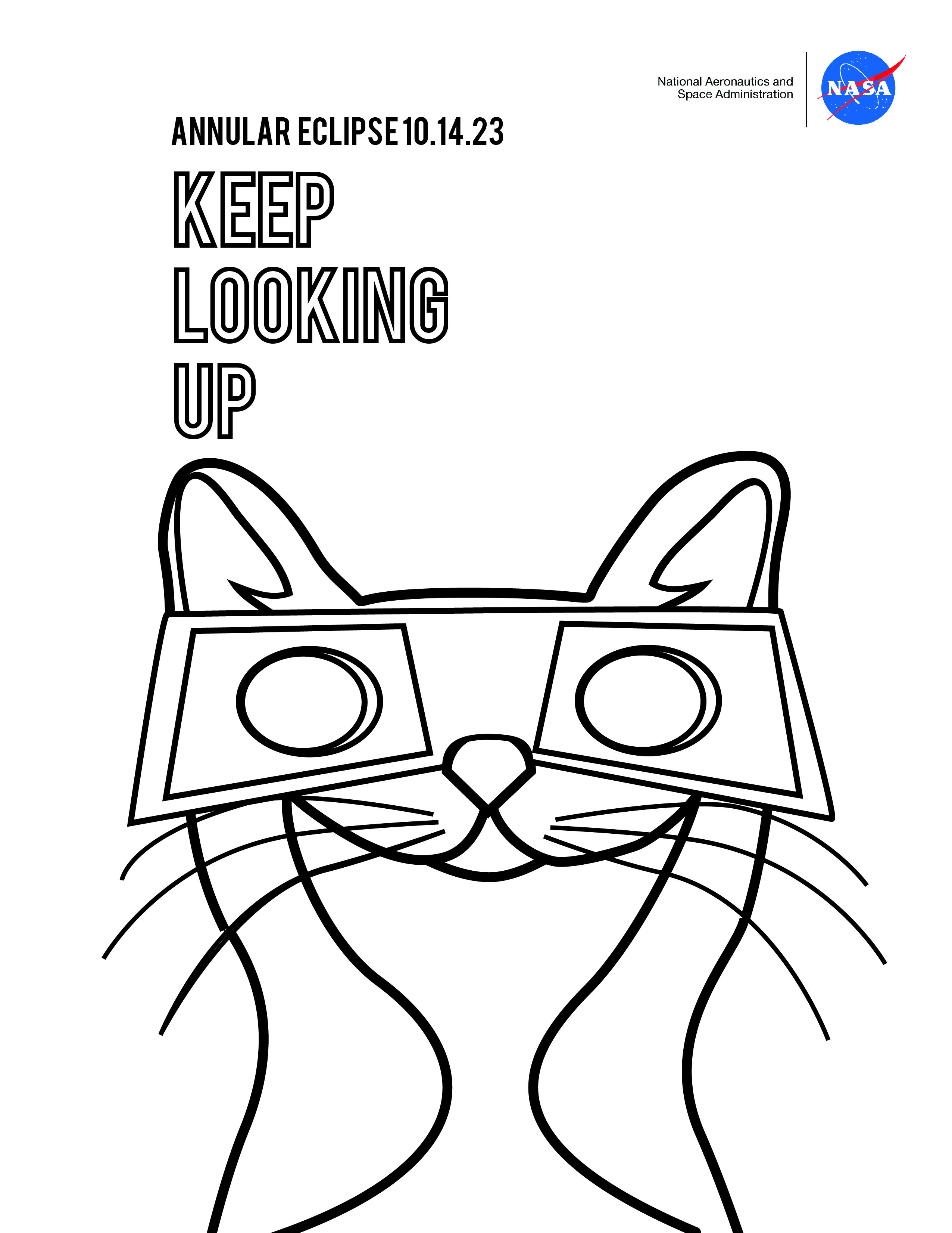 Annular eclipse cat coloring sheet