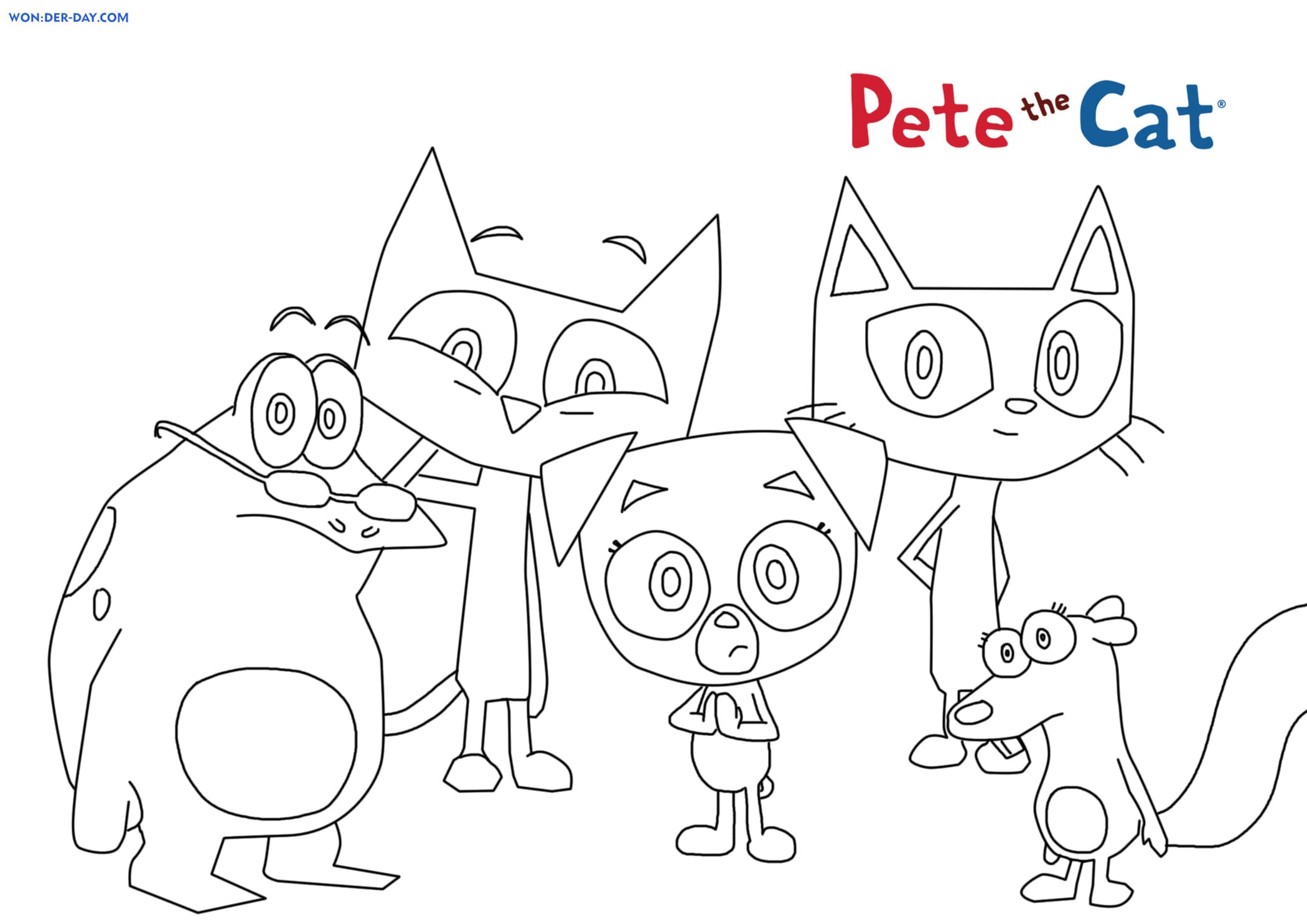 Pete the cat coloring pages free coloring pages wonder day â coloring pages for children and adults
