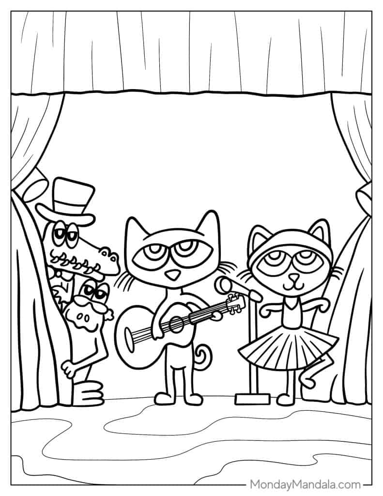 Pete the cat coloring pages free pdf printables