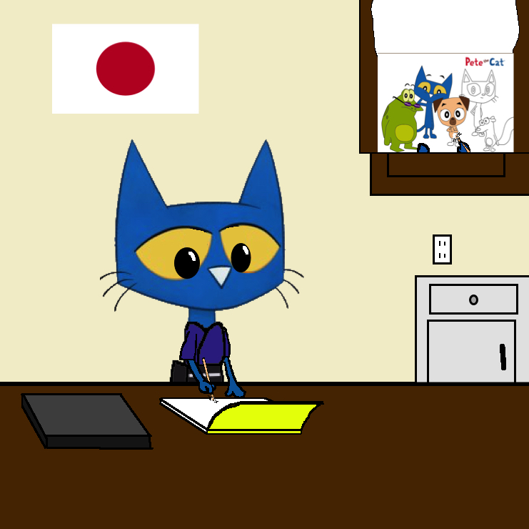 Pete the cat coloring at his coloring book by joebarnesandbanjo on