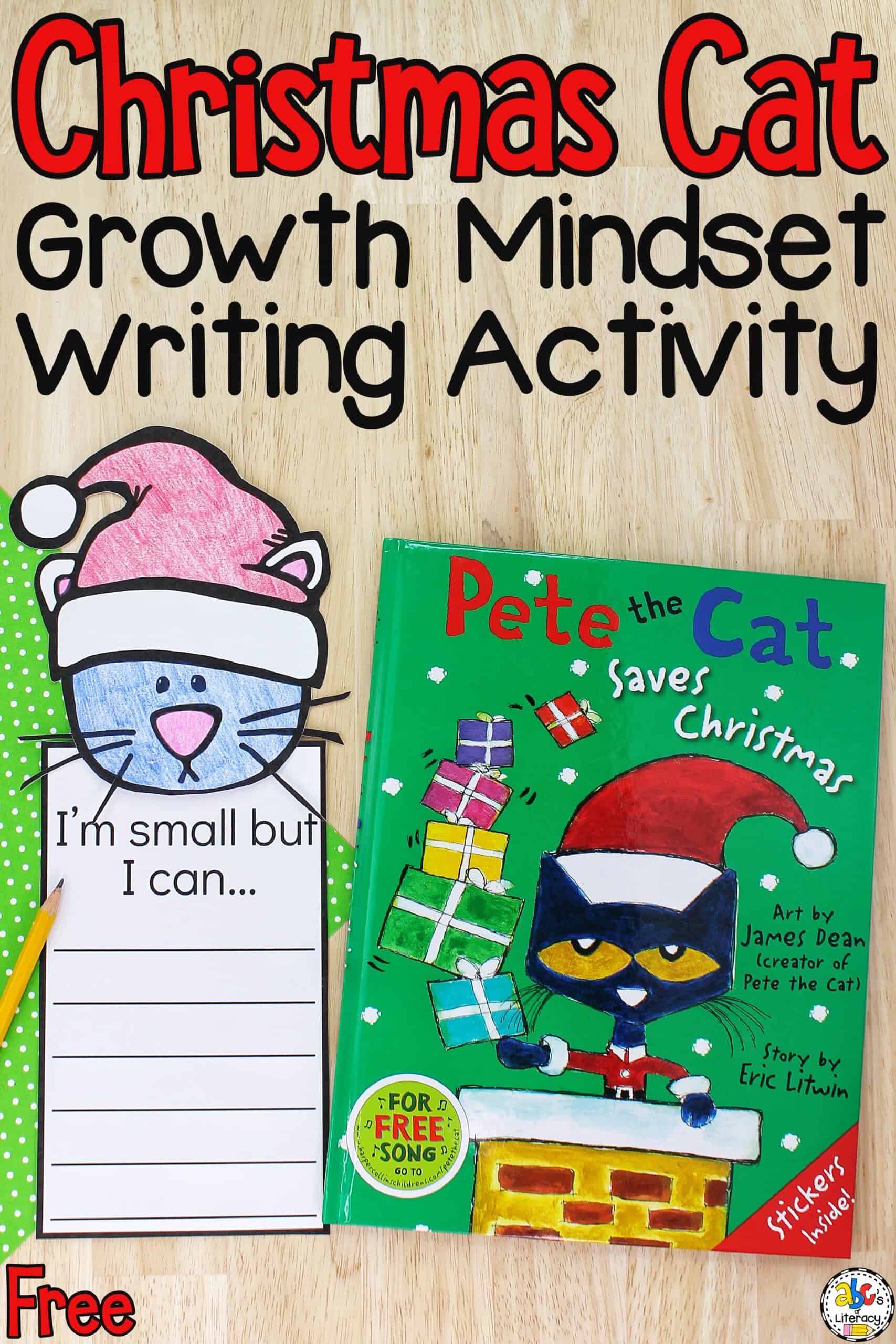 Christmas cat growth mindset writing activity book