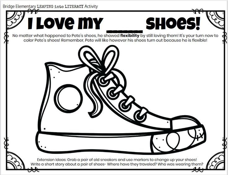 Pete the cat coloring activity i love my white shoes