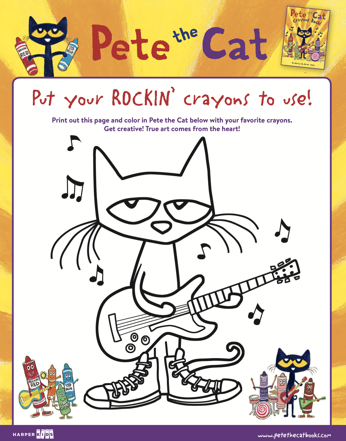 Pete the cat rocking in my school shoes coloring