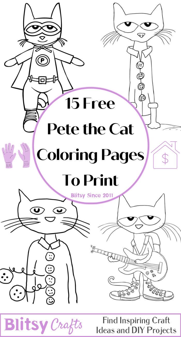 Free pete the cat coloring pages for kids and adults