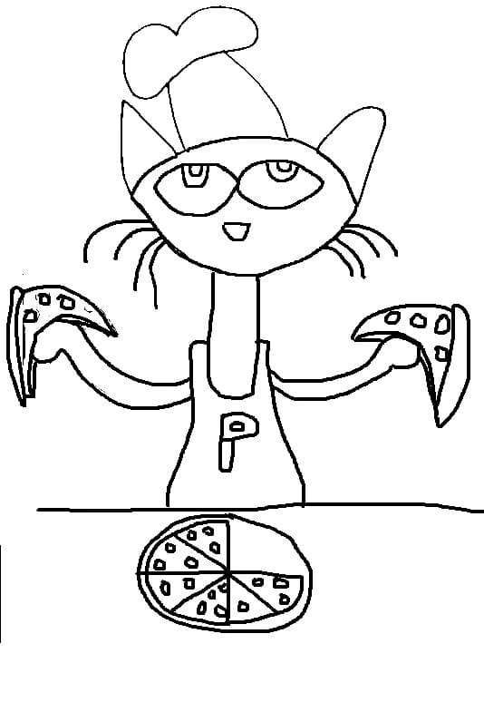 Pete the cat and pizza coloring page