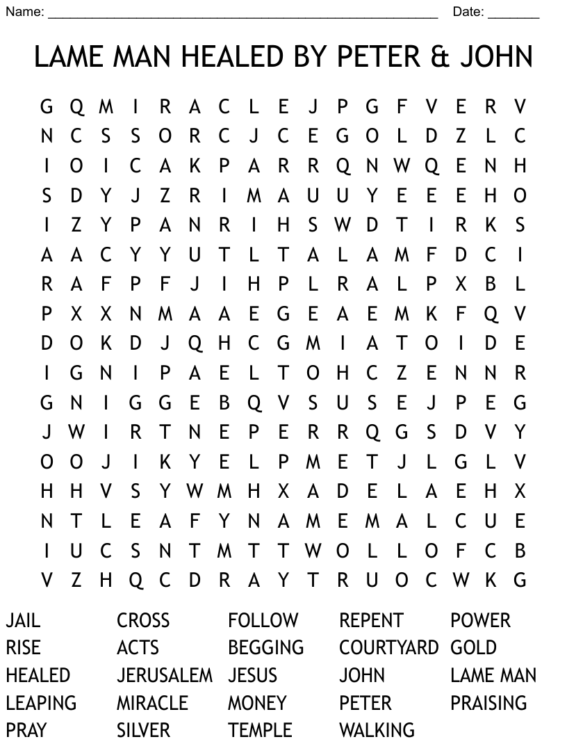 Lame man healed by peter john word search