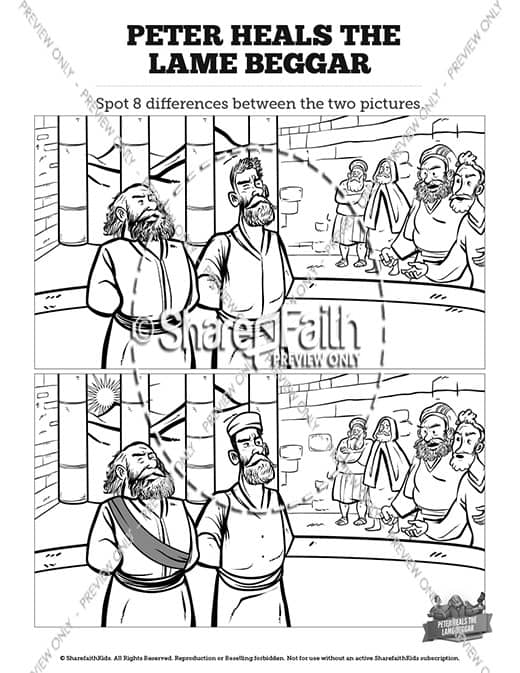 Acts peter heals the lame man sunday school coloring pages â