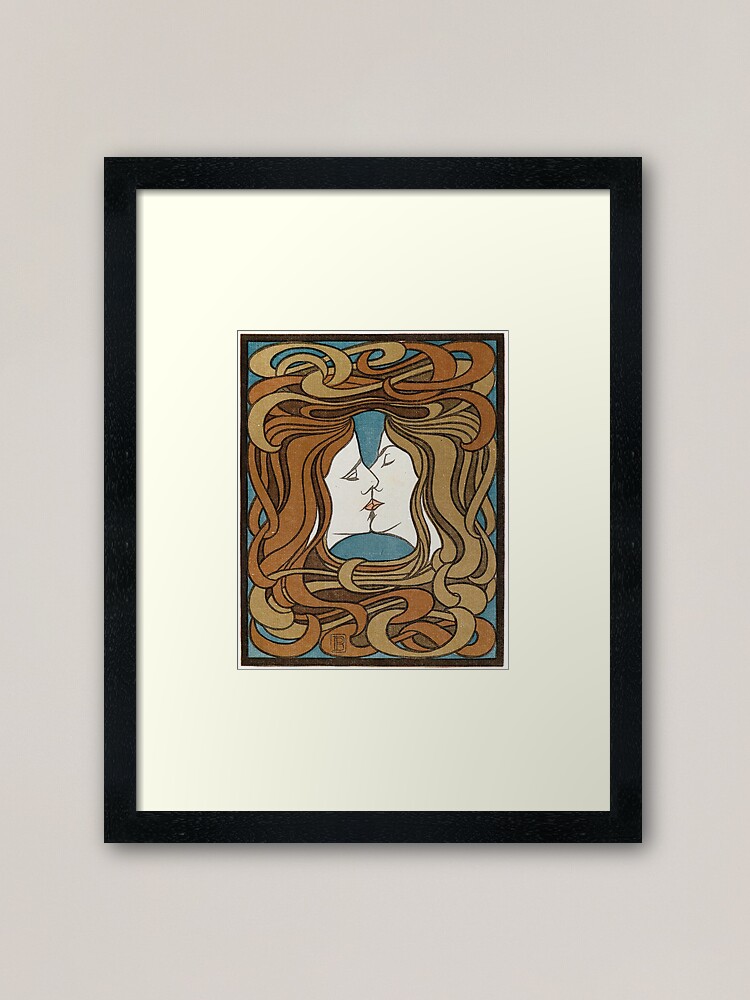 The kiss by peter behrens framed art print for sale by vintage wall art