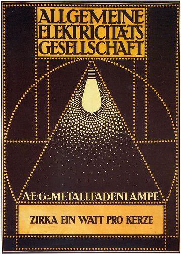 Aeg electric lamp poster peter behrens vintage typography vintage graphic design graphic design