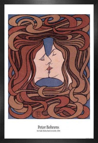 Art peter behrens poster with mdf frame the kiss x cm home kitchen