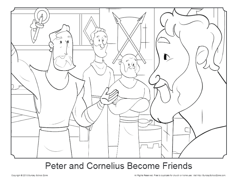 Free peter and cornelius coloring page on sunday school zone